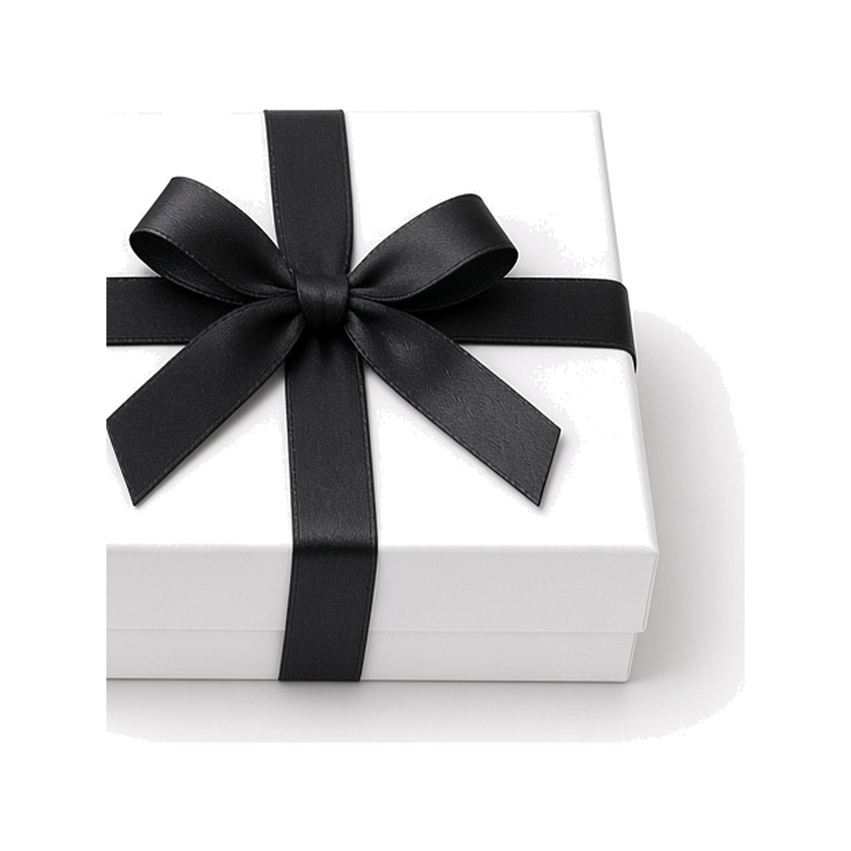 White ribbon closure custom jewelry box in 9 x 9 x 3 cm