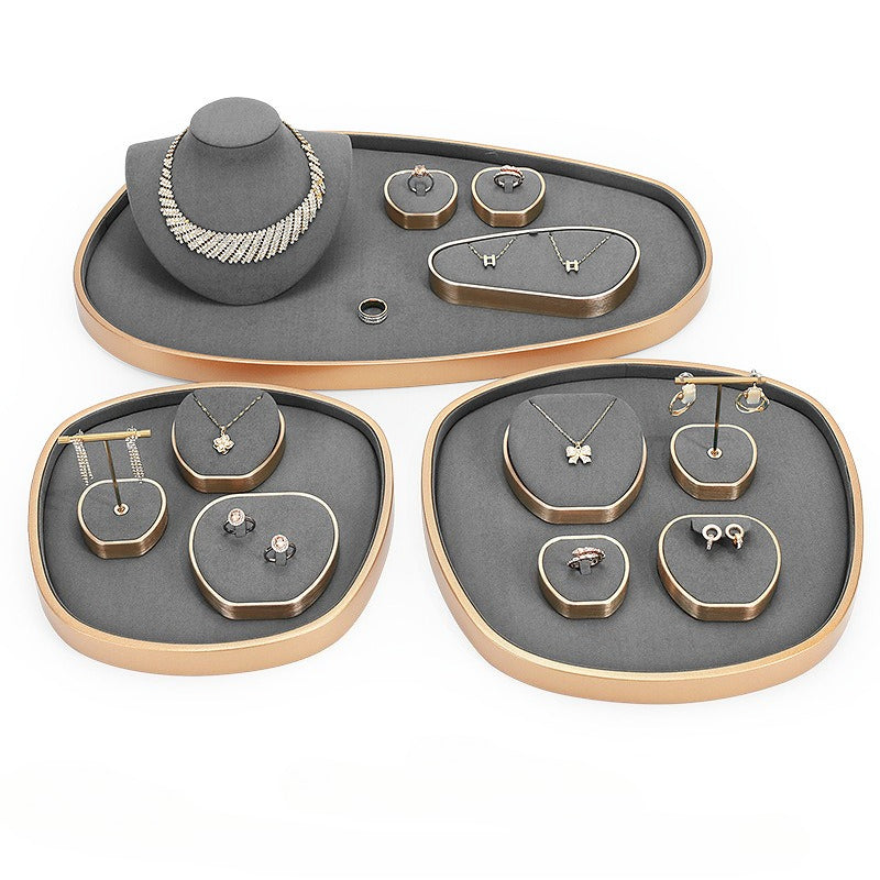 Gray Microfiber Jewelry Display Stand for Necklaces & Rings