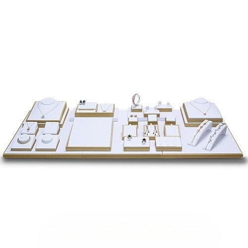 Jewelry Display Set Gold White Necklace Ring Stand