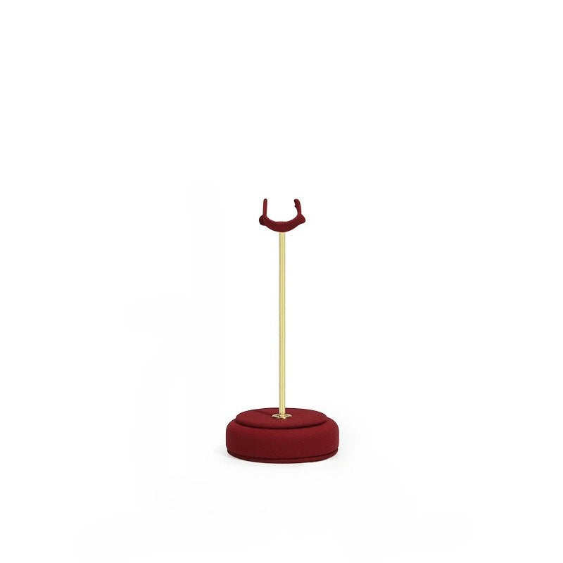 Velvet Ring Display Stand - Tall Gold Metal Base Holder for Engagement & Wedding Rings
