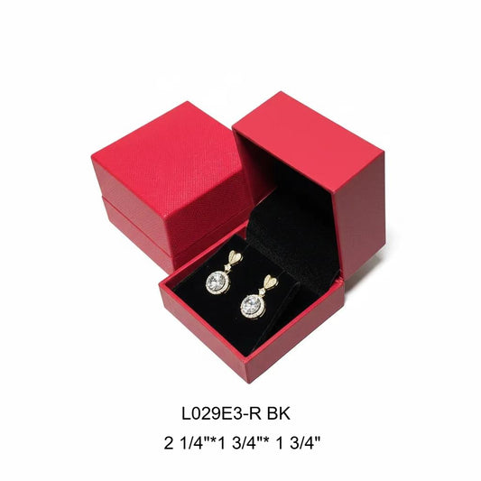 earring box - 30pcs Red Earring Boxes L029E3-R front view