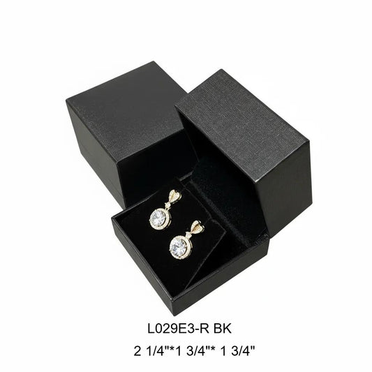 earring box - 30pcs Black Earring Boxes L029E3-BK front view