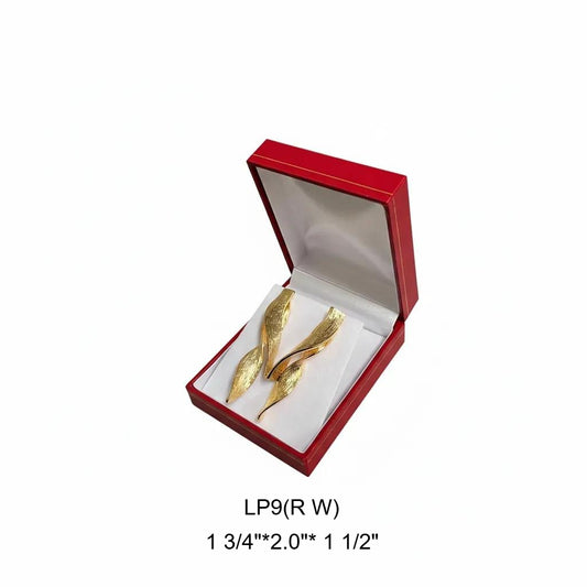 earring box - 6pcs Red Gold Earring Boxes LP9(R W) front view