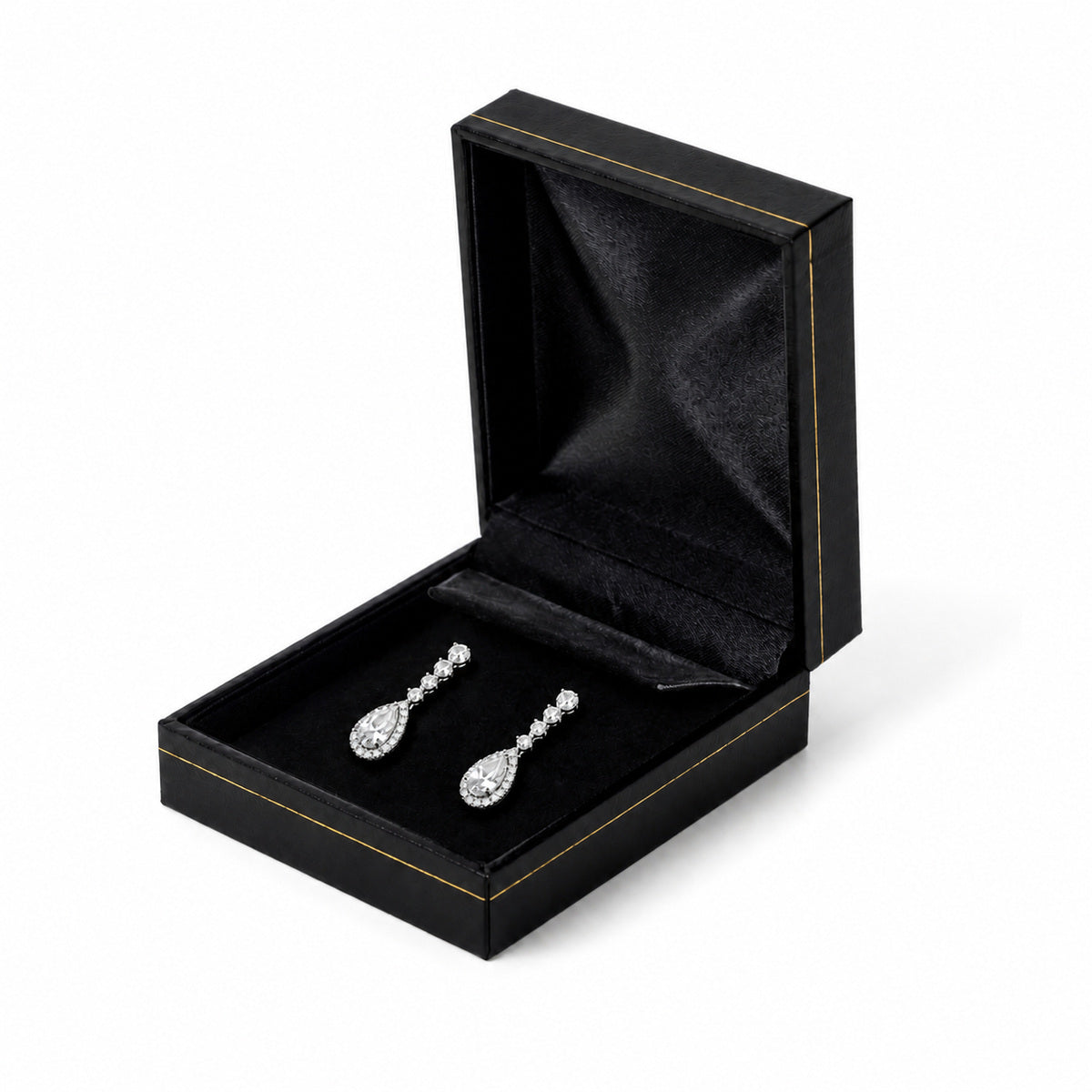 earring box - 12pcs Black Gold Earring Box Boxes Display LE6-BK BK front view