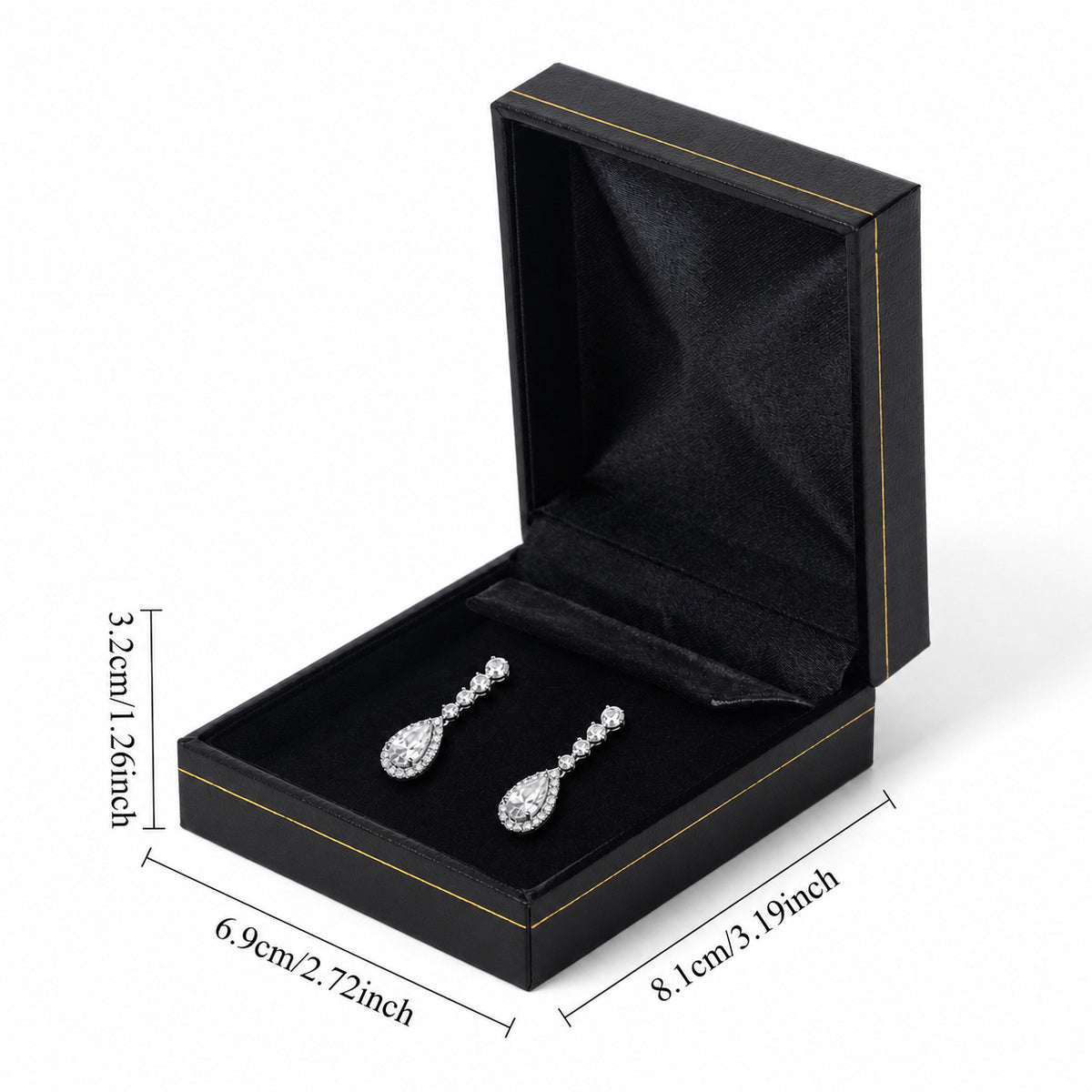 earring box - 12pcs Black Gold Earring Box Boxes Display LE6-BK BK side view