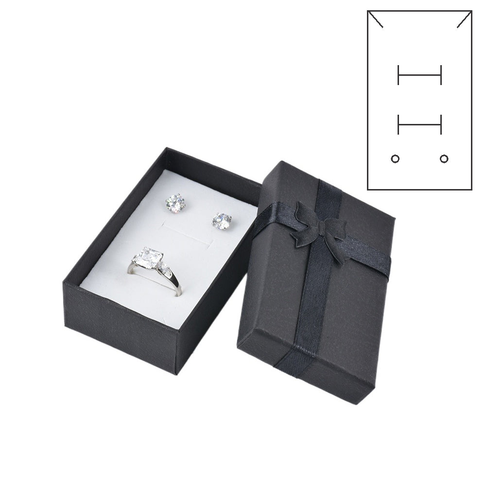 earring box - 24pcs Black Earring Boxes B10-32-BK front view
