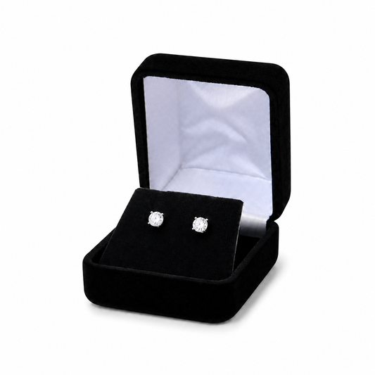 earring box - Black Velvet Earring Boxes - 12 Pack YE3-BK front view