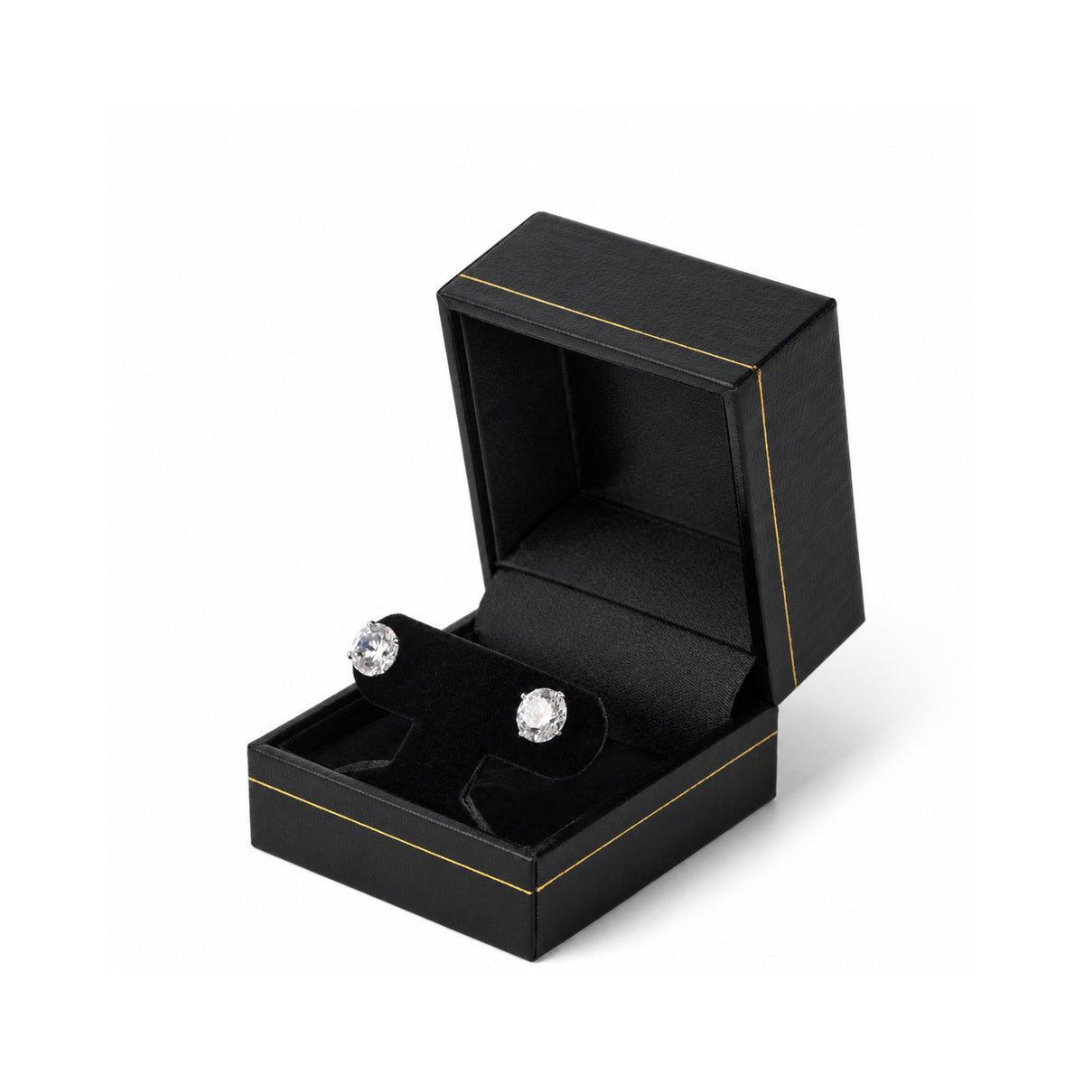 earring box - 24pcs Black Gold Leatherette Earring Box Display LH1-BK BK front view