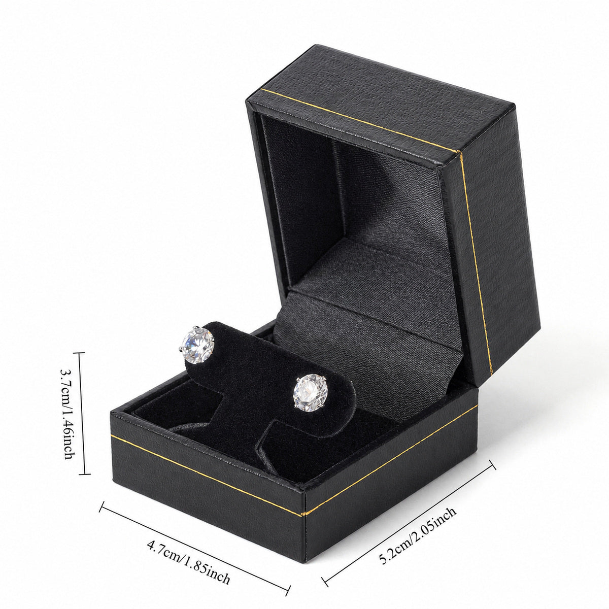 earring box - 24pcs Black Gold Leatherette Earring Box Display LH1-BK BK side view