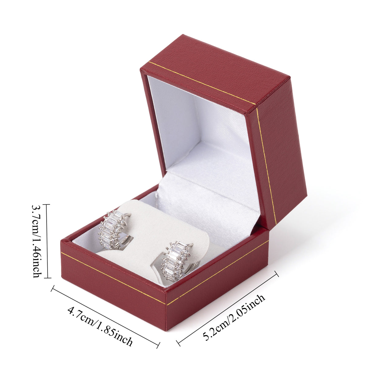 earring box - 24pcs Red Gold Leatherette Earring Box LH1-R W side view