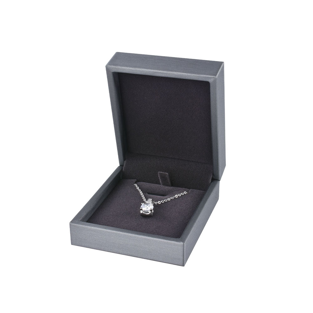 earring box and pendant box - 12pcs Gray Black PU Leather Pendant Earring Boxes P06P-GR GR front view