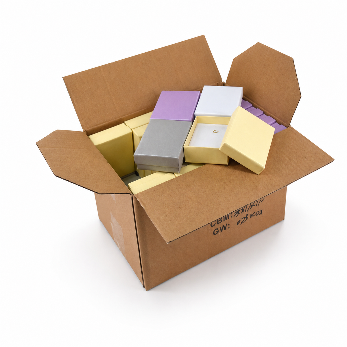 earring box and pendant box - 48 Cotton Pendant Earring Boxes B1532-MX15 side view