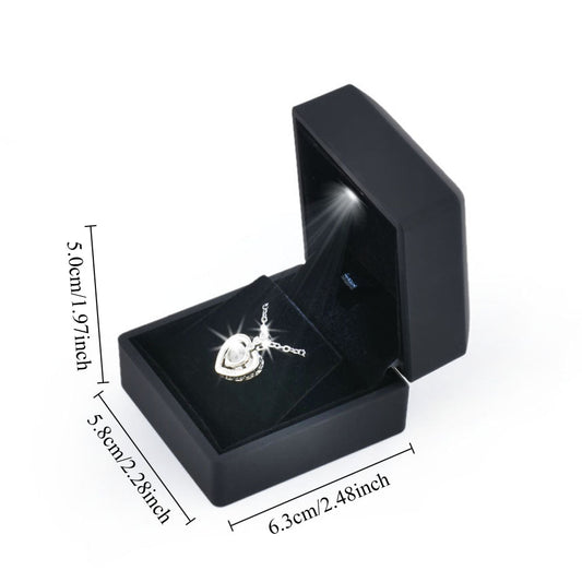 earring box and pendant box - 12PCS Black LED Pendant & Earring Boxes LB30E-BK open view