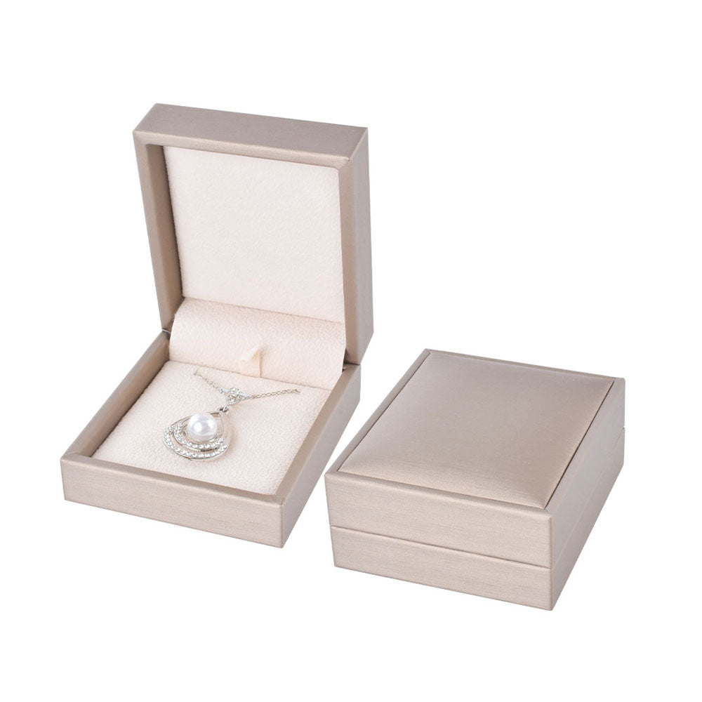 earring box and pendant box - 12pcs Champagne PU Pendant Earring Boxes Display P06P-C BE open view