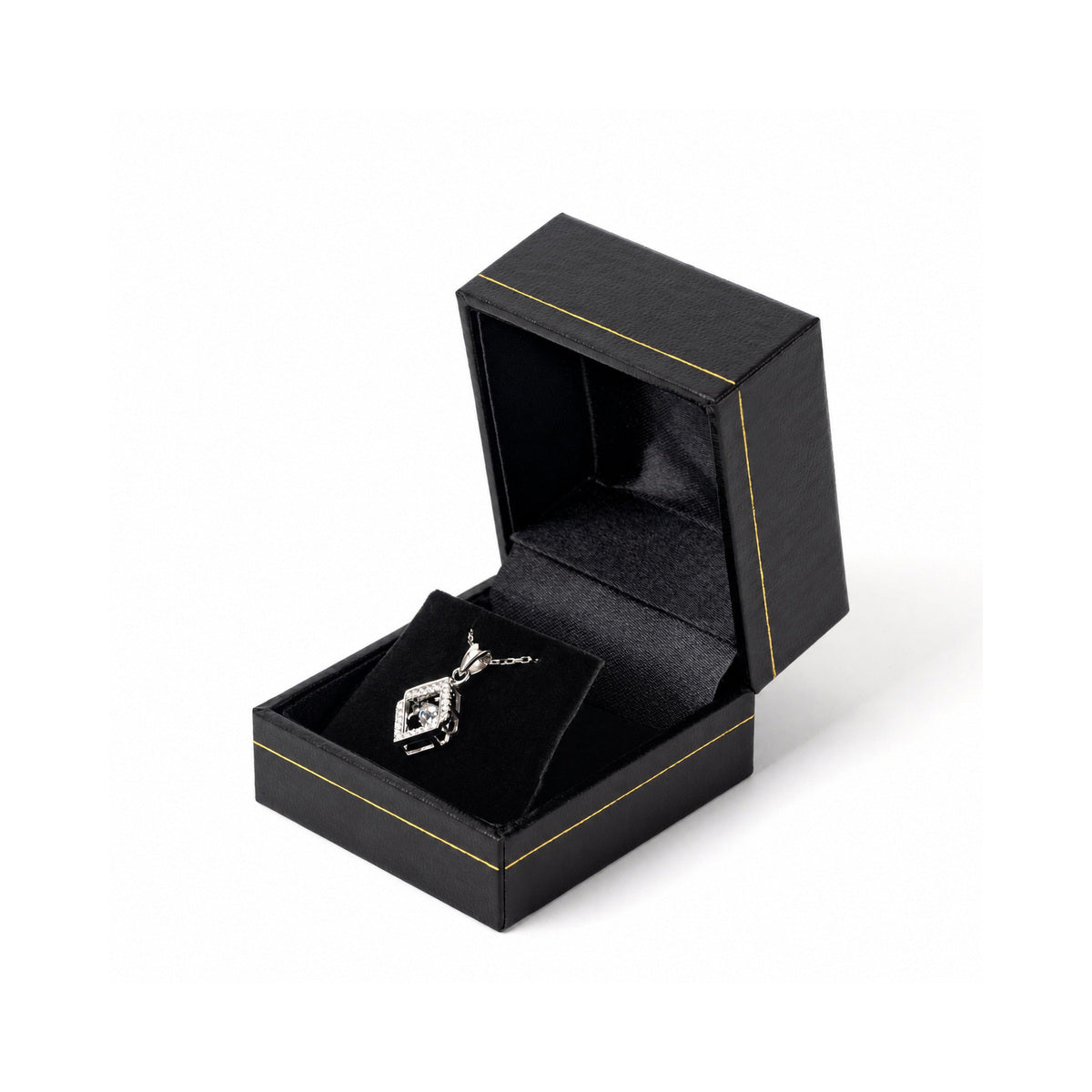 earring box and pendant box - 24pcs Gold Black Earring Pendant Box LE3-BK BK front view