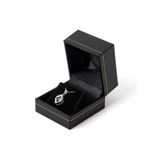 earring box and pendant box - 24pcs Gold Black Earring Pendant Box LE3-BK BK front view