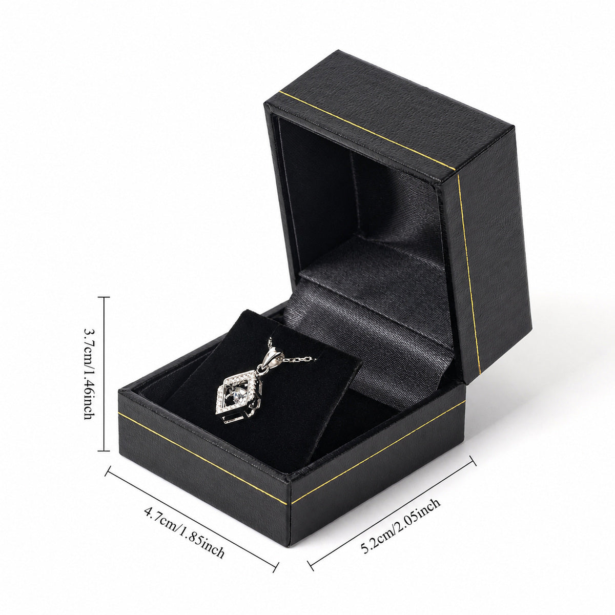 earring box and pendant box - 24pcs Gold Black Earring Pendant Box LE3-BK BK side view