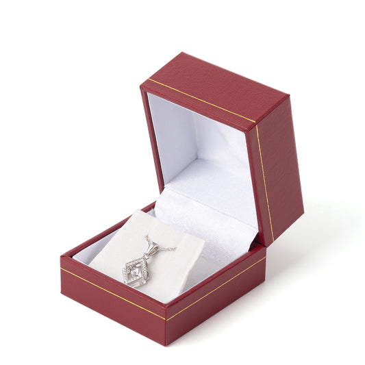 earring box and pendant box - 24pcs Gold Red Earring Pendant Box LE3-R W front view