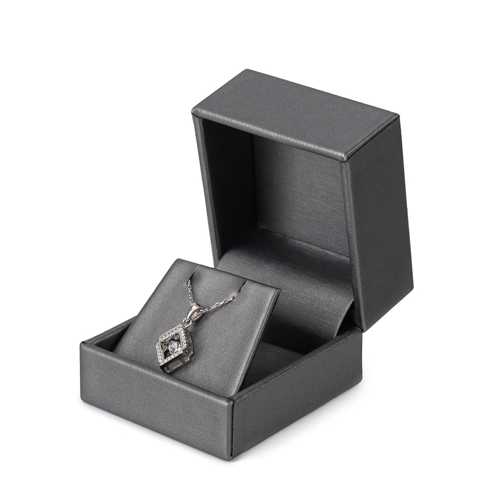 earring box and pendant box and necklace box - 24pcs Gray PU Earring Boxes Pendant Necklace PE3-GR front view