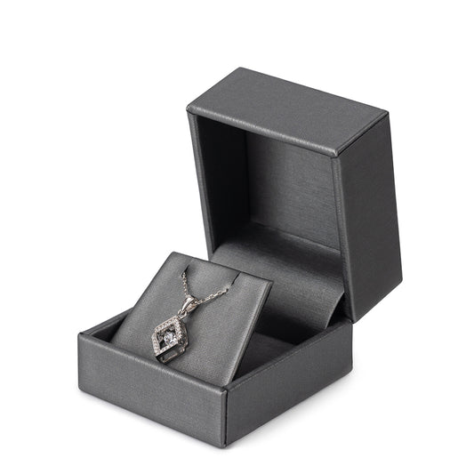 earring box and pendant box and necklace box - 24pcs Gray PU Earring Boxes Pendant Necklace PE3-GR front view