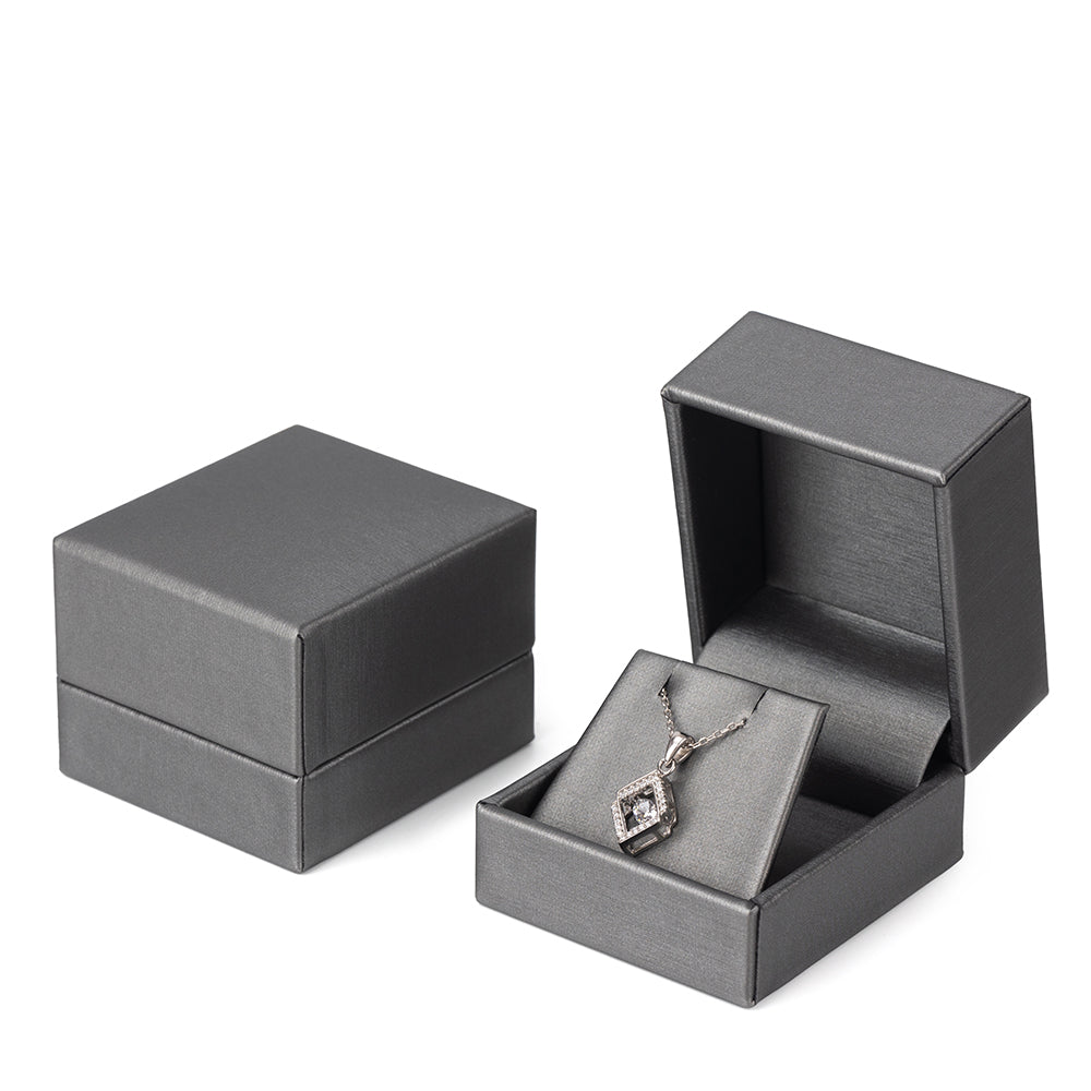 earring box and pendant box and necklace box - 24pcs Gray PU Earring Boxes Pendant Necklace PE3-GR open view