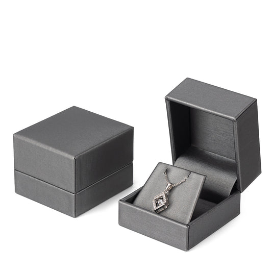 earring box and pendant box and necklace box - 24pcs Gray PU Earring Boxes Pendant Necklace PE3-GR open view