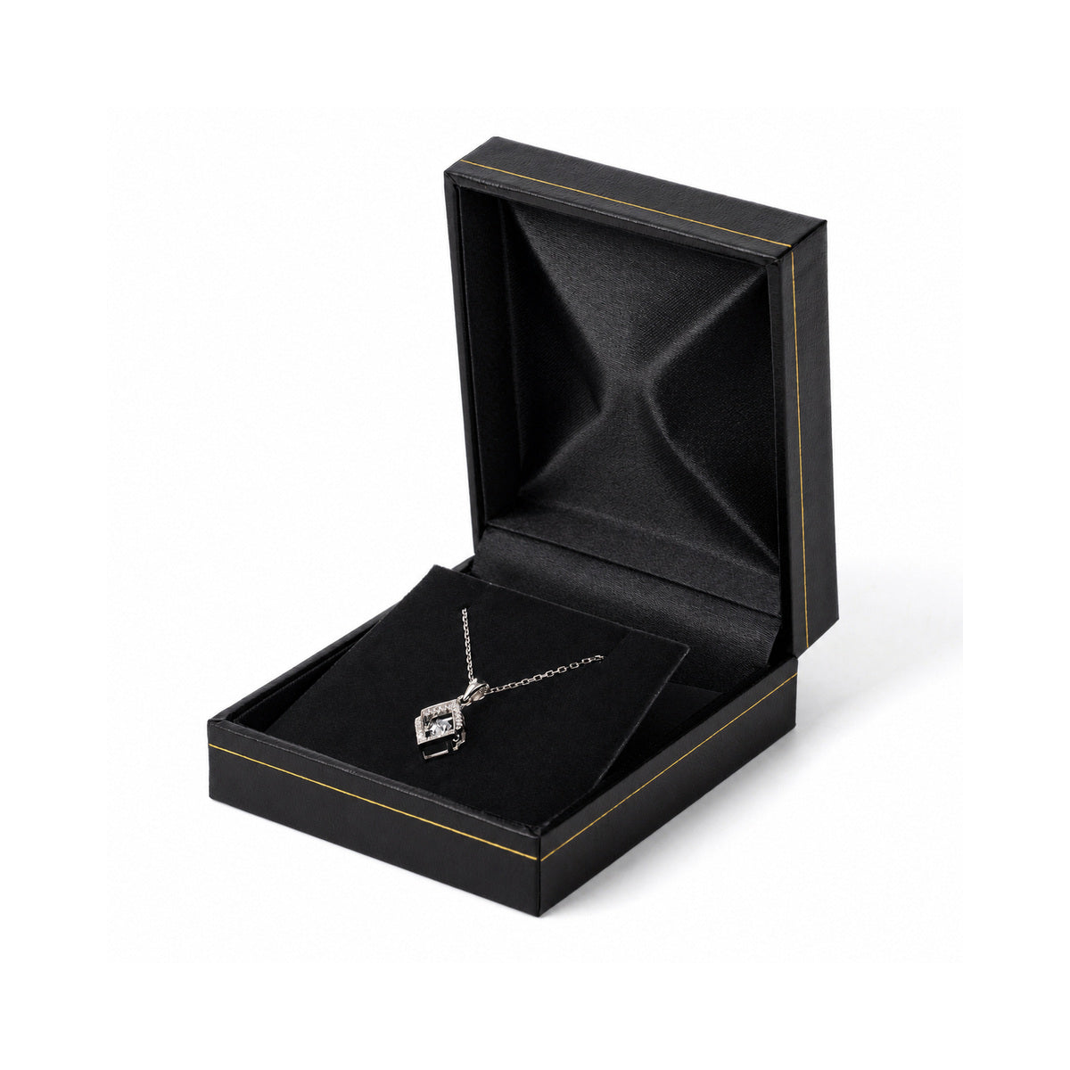 earring box and pendant box and necklace box - 12pcs Black Gold Earring Box Pendant Necklace LE7-BK BK front view