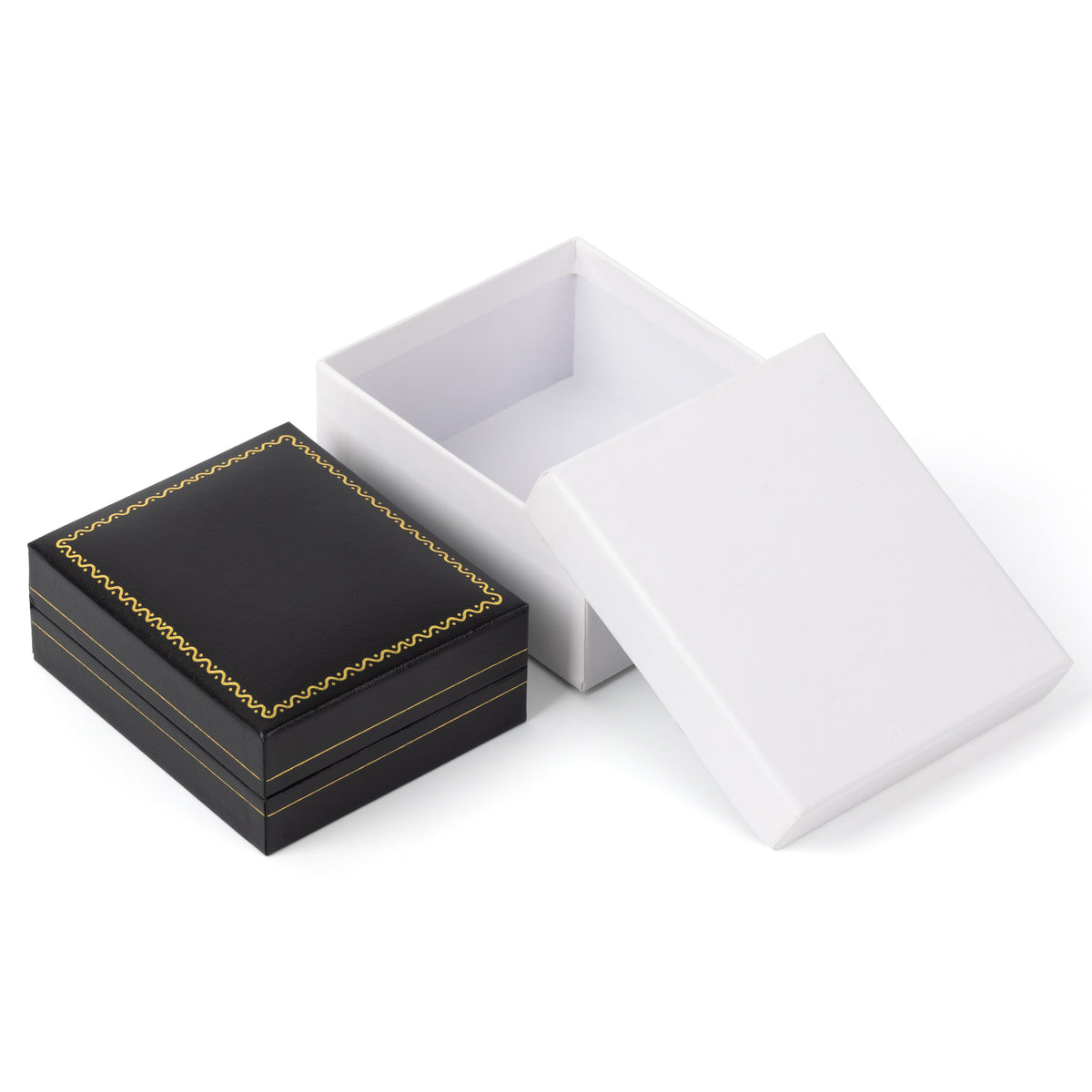 earring box and pendant box and necklace box - 12pcs Black Gold Earring Box Pendant Necklace LE7-BK BK open view