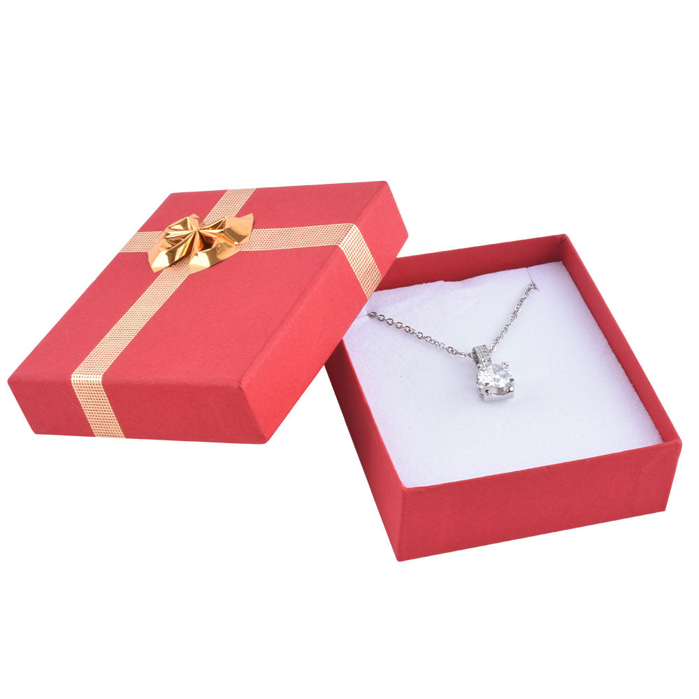 earring box and pendant box - 24 Red Silver Cardboard Pendant Earring Boxes BB09-RP front view