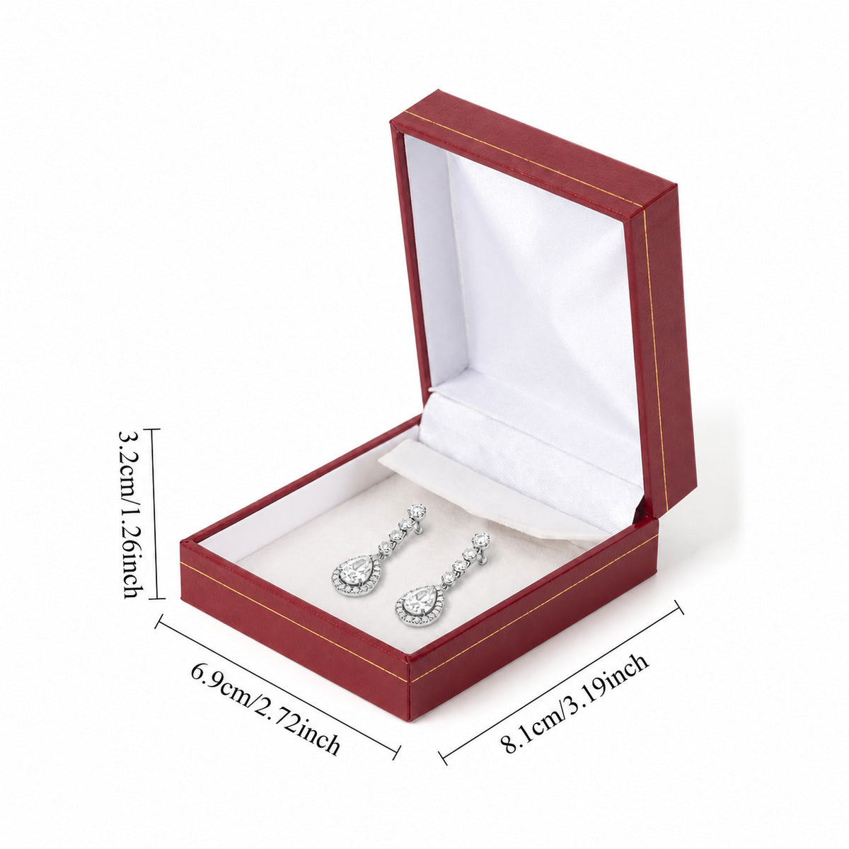 earring box - 12pcs Red Gold Leatherette Earring Box Display LE6-R W side view