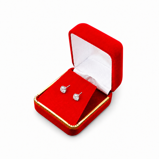 earring box - Red Velvet Earring Boxes with Gold Trim - 12 Pack SE3-RD front view