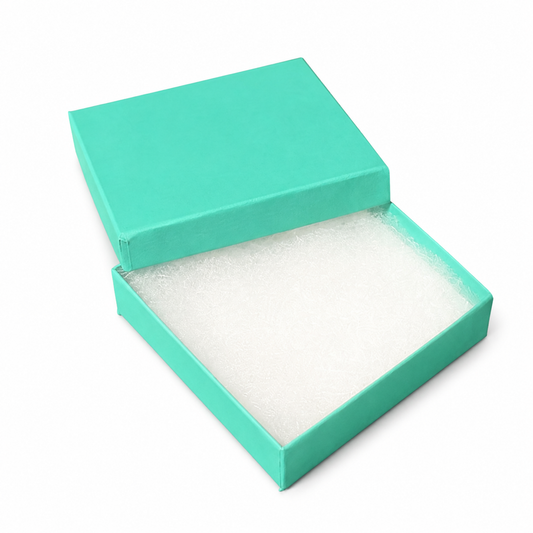 earring box - T Blue Matte Square Earring Cotton-Filled Jewelry Box 100-Piece Pack BX2833T front view
