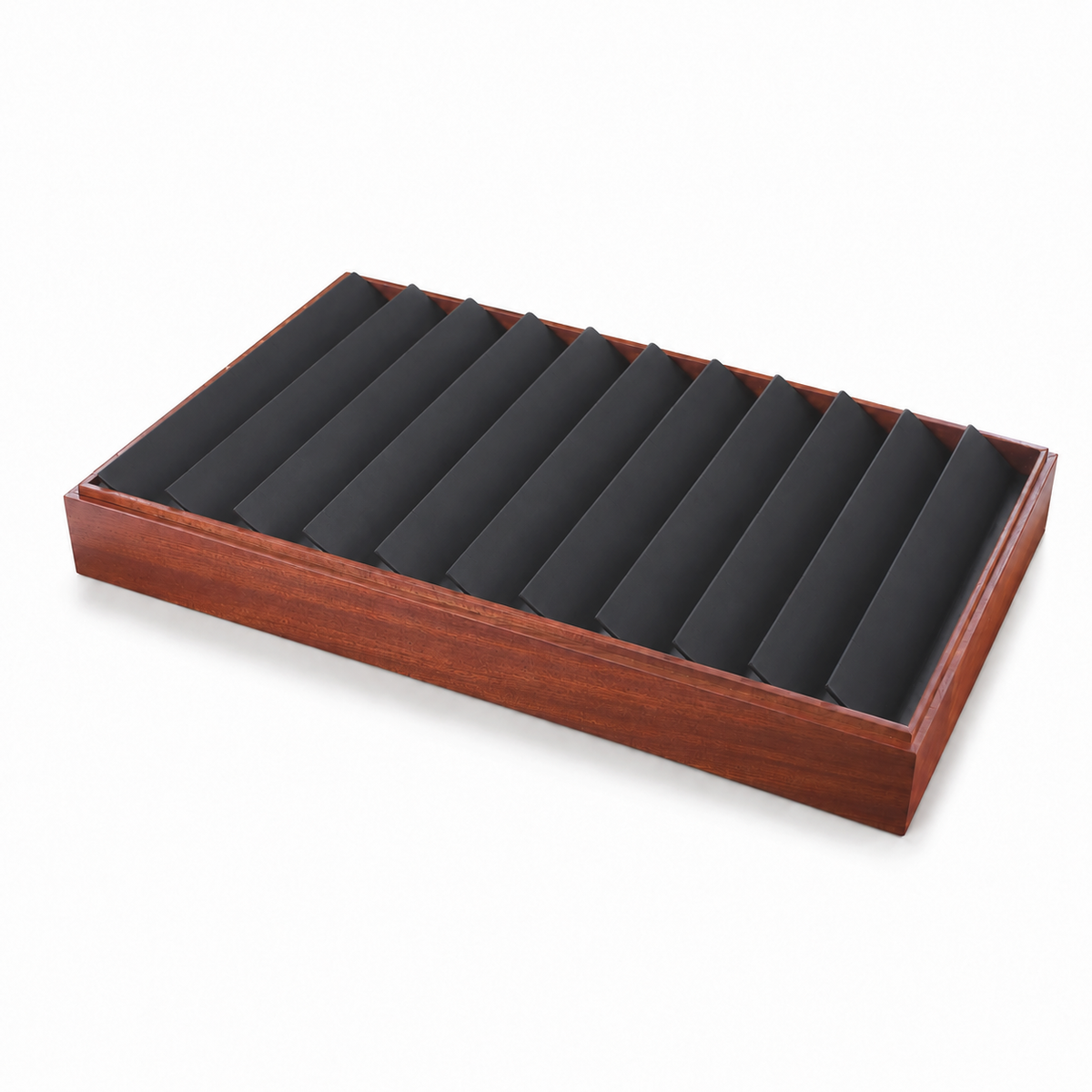 earring display - 11 Black Wooden Earring Display Tray T025E11-BK front view