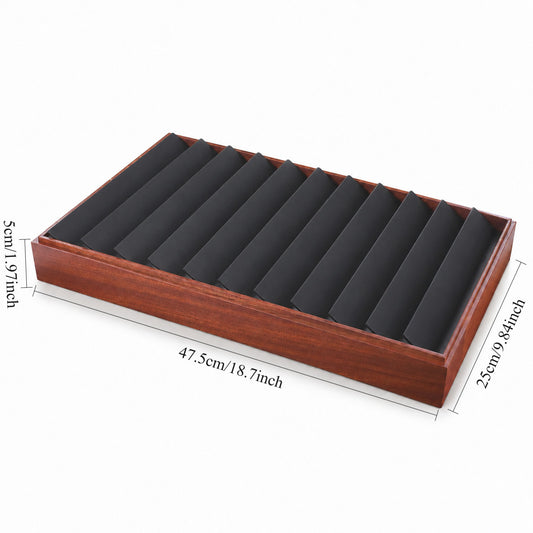 earring display - 11 Black Wooden Earring Display Tray T025E11-BK open view