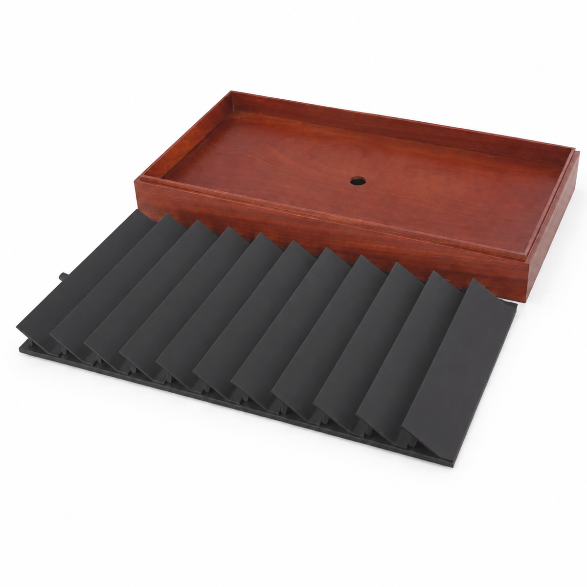 earring display - 11 Black Wooden Earring Display Tray T025E11-BK side view