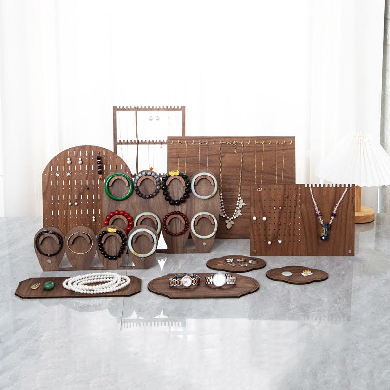 earring display and bracelet display and necklace display - Custom Walnut Wood Jewelry Display Set for Bracelets, Earrings an