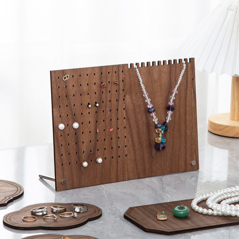 earring display and bracelet display and necklace display - Custom Walnut Wood Jewelry Display Set for Bracelets, Earrings an