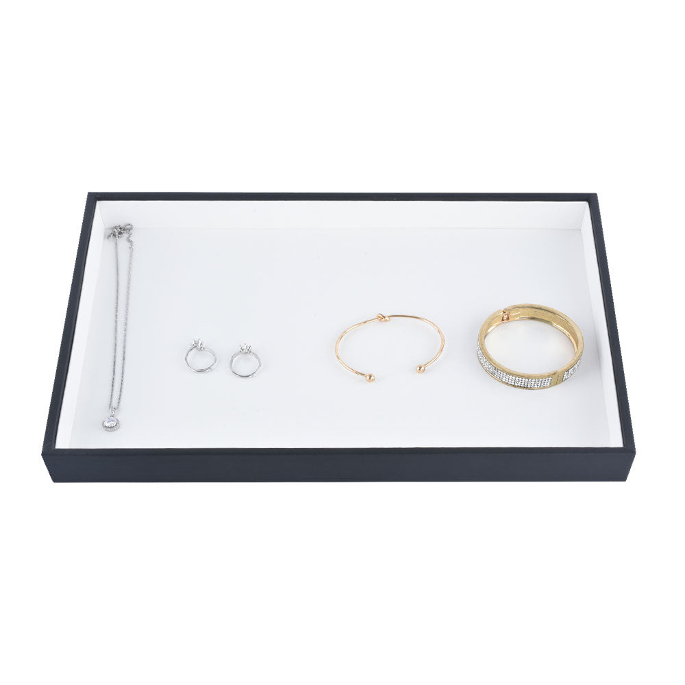 earring display and bracelet display and necklace display - White Silver PU Tray Bracelet Necklace Earrings T001-1EM PU-W fro
