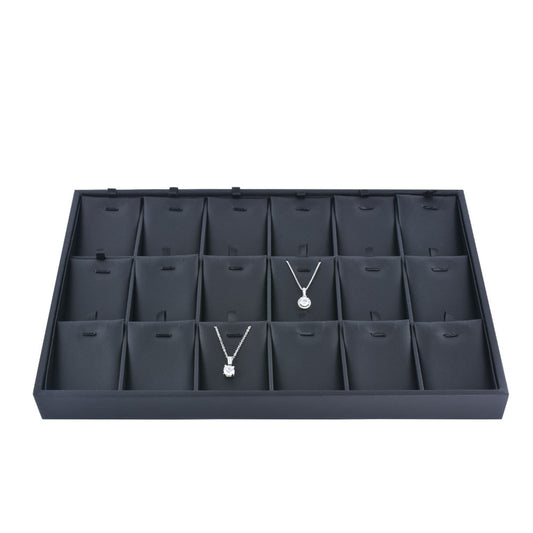 earring display and pendant display - Black PU Earring Pendant Tray T001-18P PU-BK front view