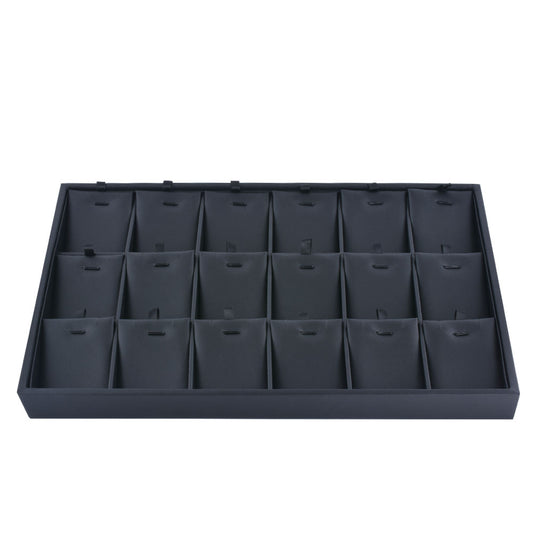 earring display and pendant display - Black PU Earring Pendant Tray T001-18P PU-BK open view
