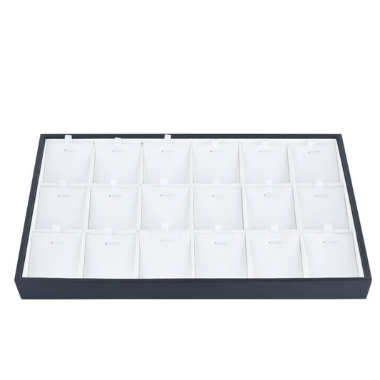 earring display and pendant display - White PU Earring Pendant Tray Earrings T001-18P PU-W open view