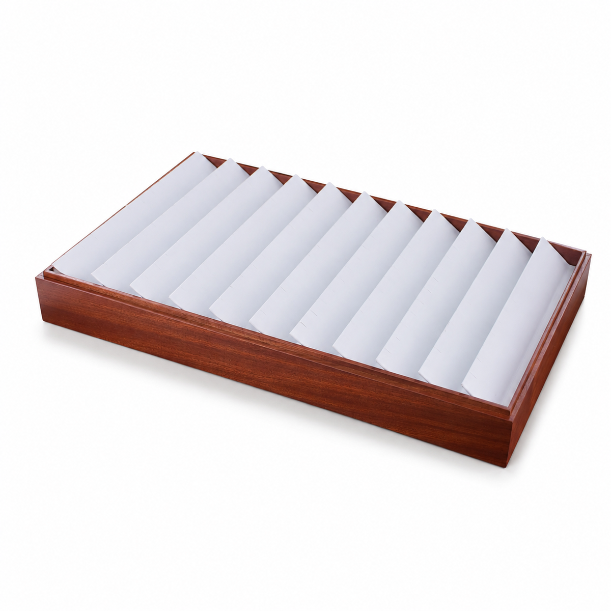 earring display - 11 White Wooden Earring Tray Display T025E11-W front view