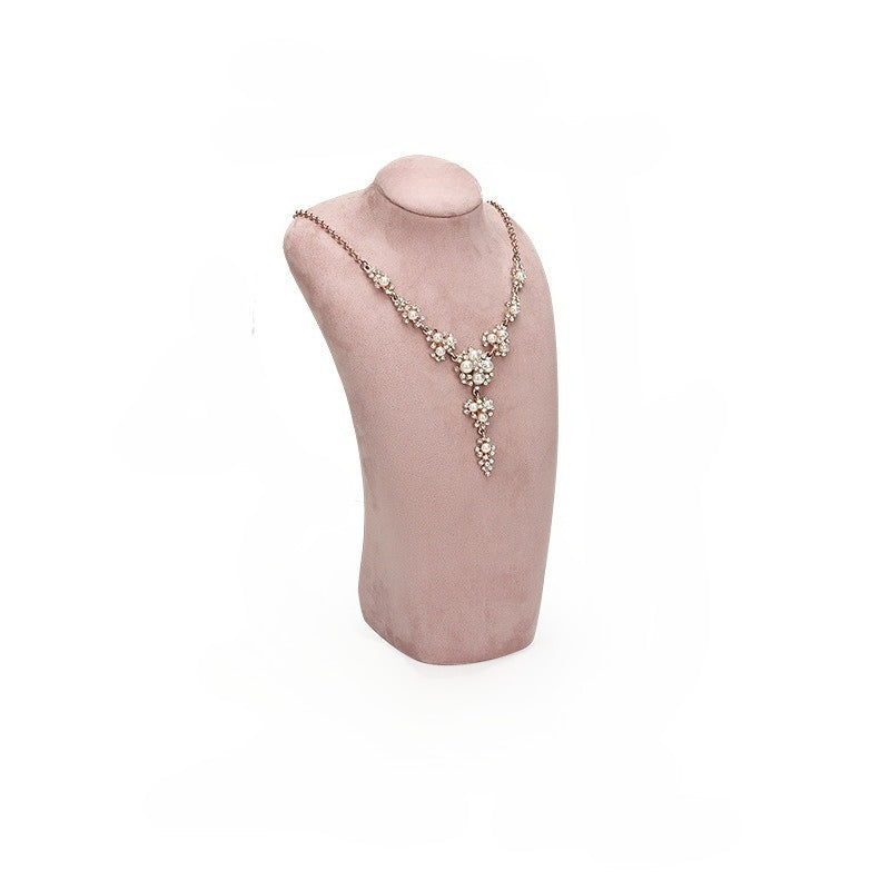 Pink & White Velvet Jewelry Display Set - Complete Retail Stand with Busts, Ring, Earring & Bracelet Holders