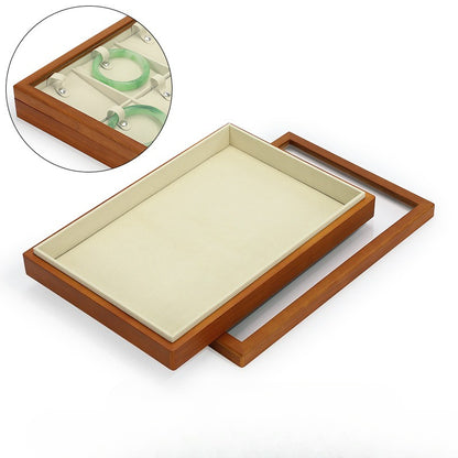 New Wooden Jewelry Display Tray with Lid for Necklaces & Rings