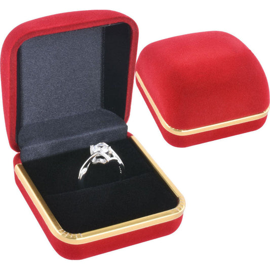 Red F02 flocking ring box open and closed presentation view