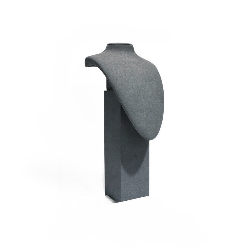 Gray Microfiber Necklace Display Bust Stand