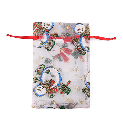 50PCS 100PCS 10x15 13x18CM Christmas Drawstring Organza Bag Jewelry Chocolate Party Gift Packaging Bag