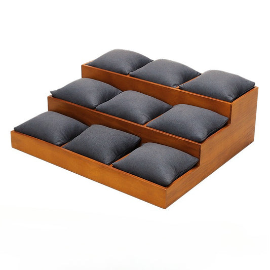 New Solid Wood Microfiber Watch & Bracelet Display Tray | Soft Padded Jewelry Showcase
