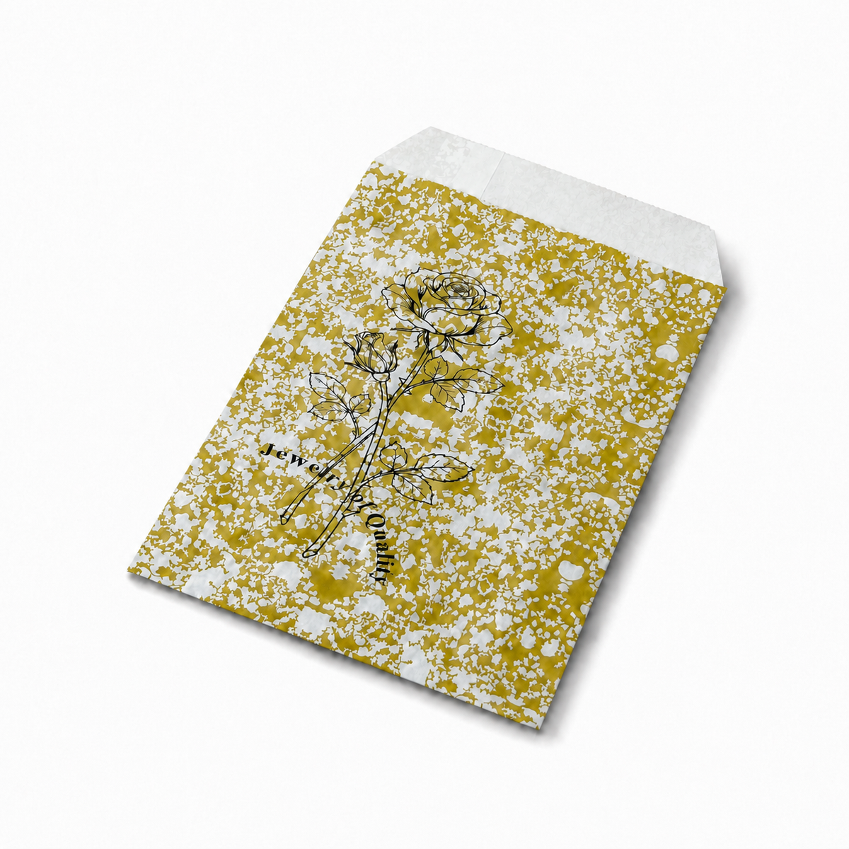 jewelry bag - 100 Gold Rose Paper Envelopes EN116 detail view