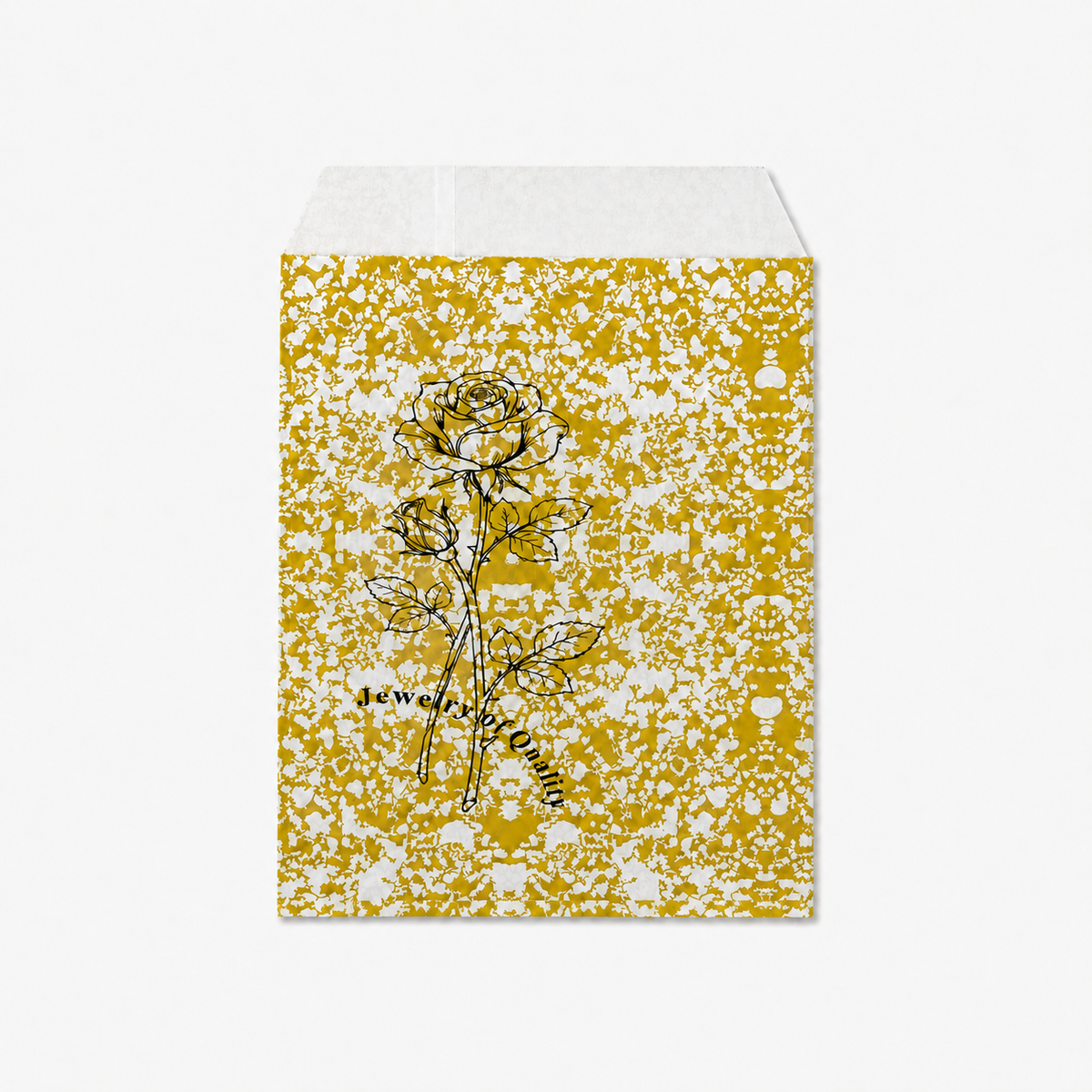 jewelry bag - 100 Gold Rose Paper Envelopes EN116 front view